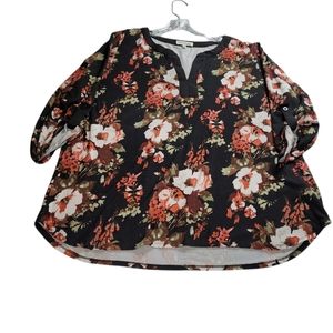 Faith And Joy Los Angeles Women's Floral HighLow 3/4 Sleeve Size 2XL Top